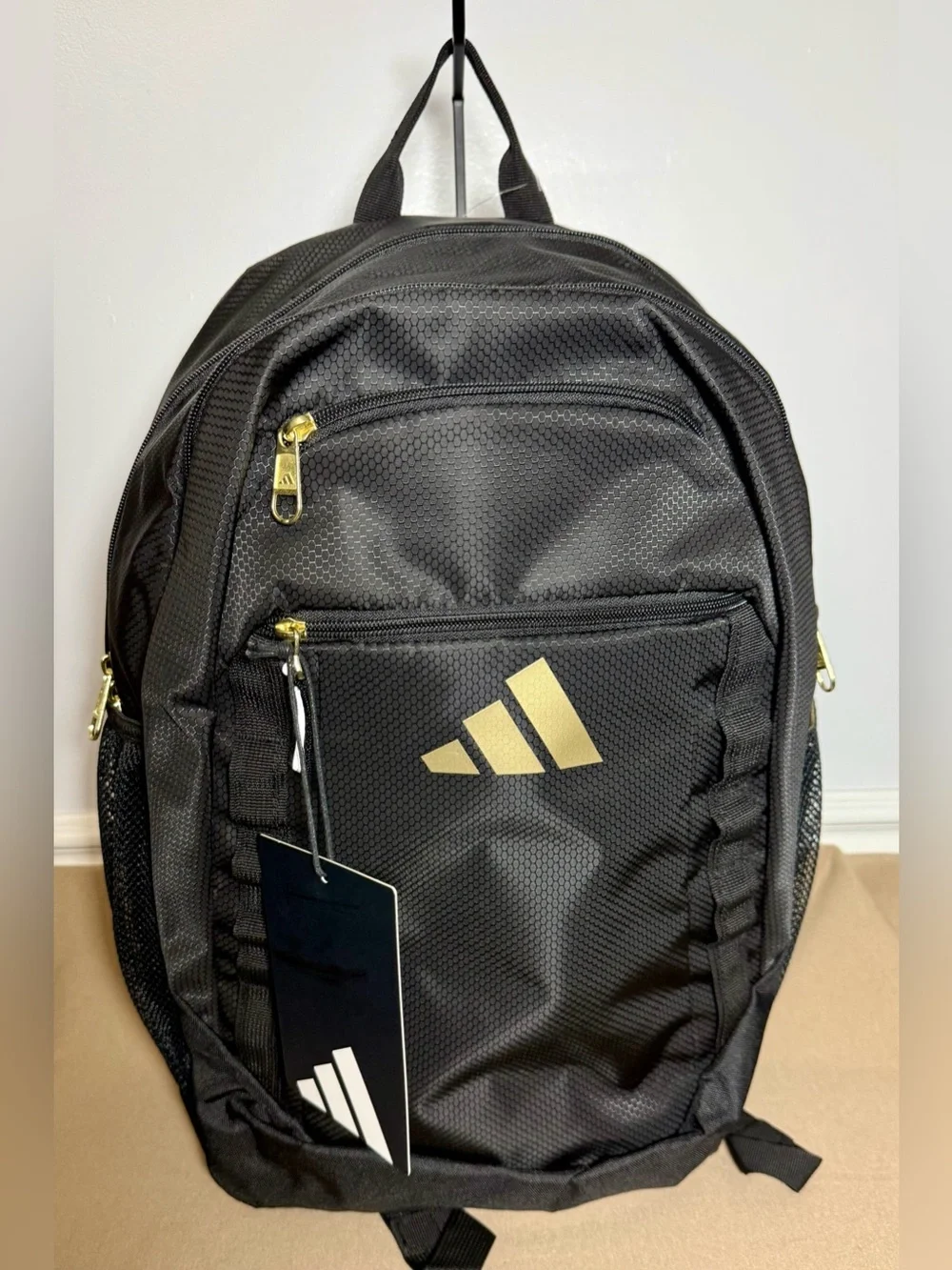 Adidas Excelerator Black Backpack with Gold Logo & Accents